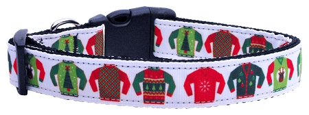 Ugly Sweater Nylon Dog Collar XL